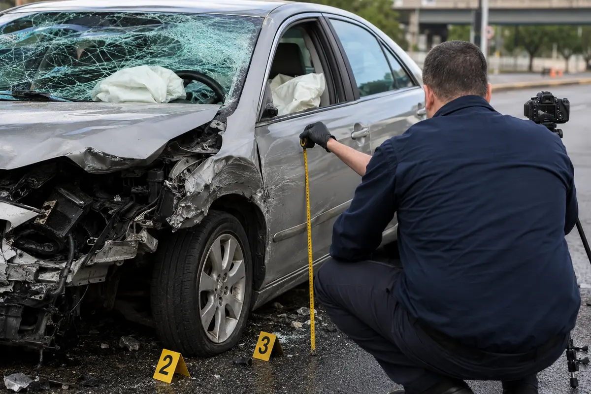 Car Accident Injury attorney investigating evidence in Queens, NY