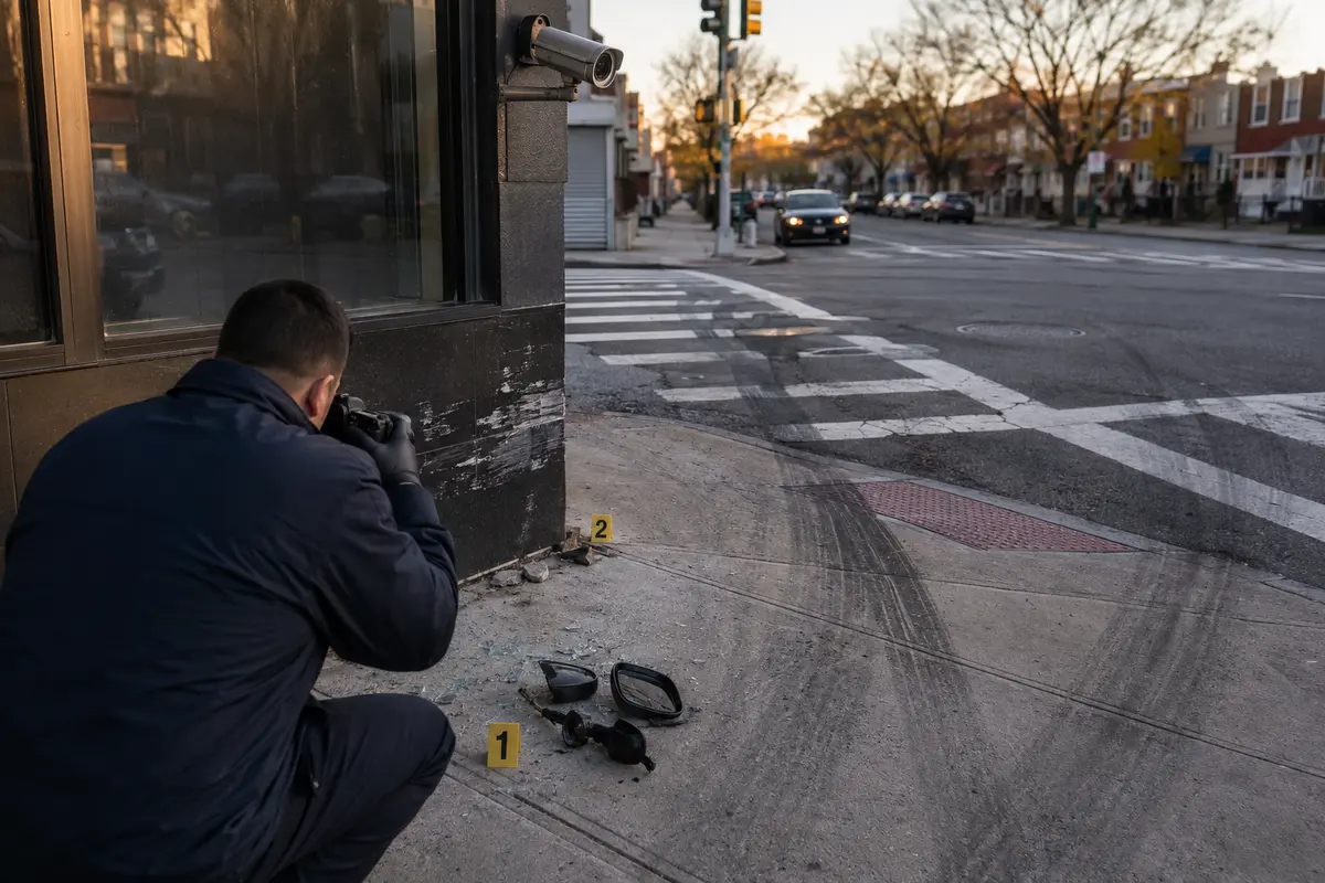 Hit-and-Run Accident attorney investigating evidence in Queens, NY