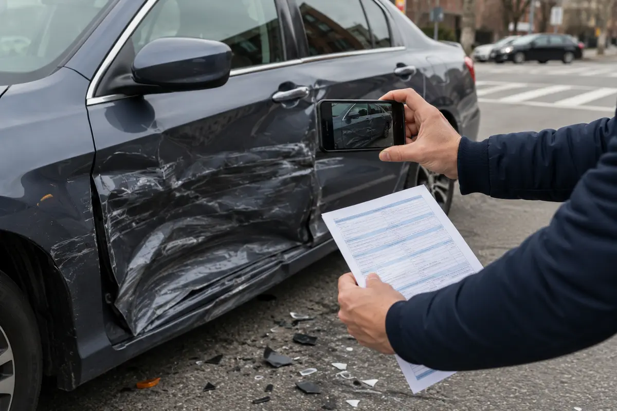 T-bone accident attorney documenting side-impact collision evidence in Forest Hills, NY