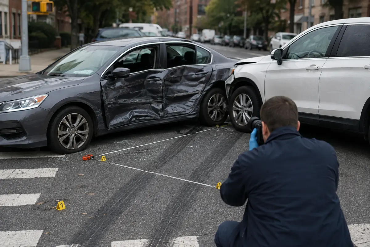 T-Bone Accident attorney investigating evidence in Queens, NY