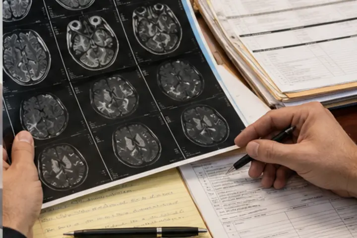 Forest Hills TBI accident lawyer reviewing brain injury evidence